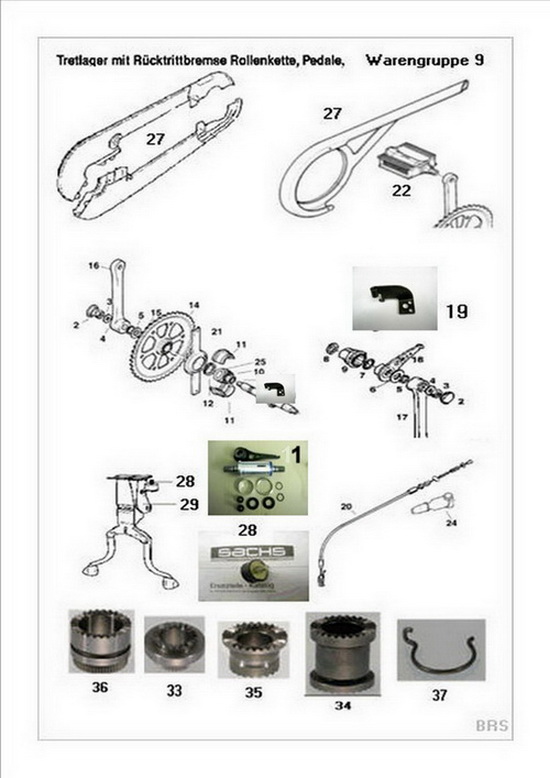 9-Tretlager mit Rücktrittbremse / Kettenschutz