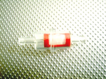 7-Kraftstoffschlauch m. Zwischerfilter (Plastik) 5 x 9 mm, transparent, ca.1/2 Meter