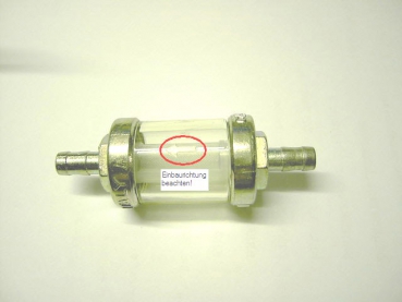 7-Kraftstoffschlauch m. Zwischerfilter (Metall) 5 x 9 mm, tranparent, 1/2 Meter