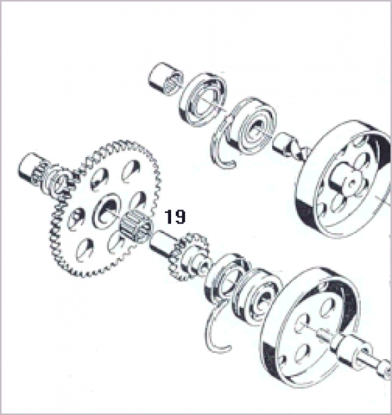 19+32-Nadelkranz 12x15x13, f. 3-stufiges Getriebe