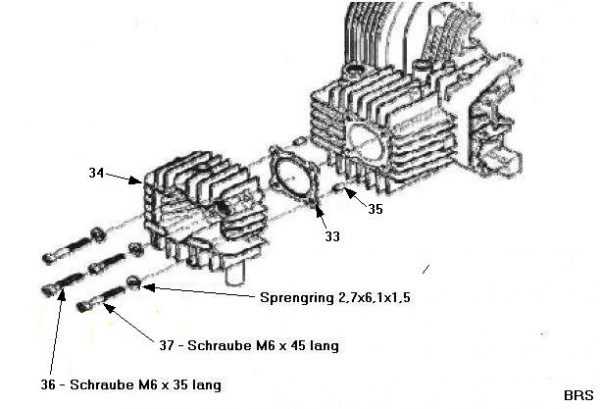 36-Zylinderschraube mit Sprengring M6 x 35