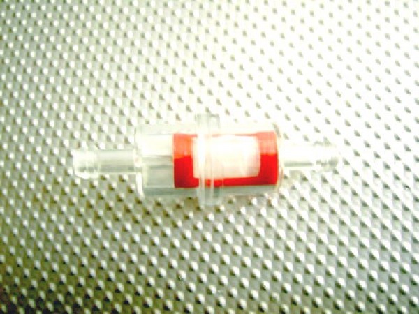 7-Kraftstoffschlauch m. Zwischerfilter (Plastik) 5 x 9 mm, transparent, ca.1/2 Meter